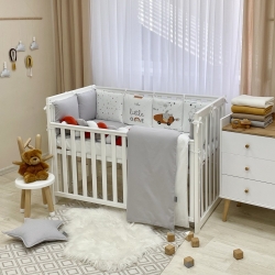 Set lenjerie pentru pătuț bebeluși și copii 7 piese Hello Bunny